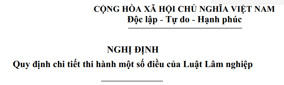 Nghị định Quy định chi tiết thi hành một số điều của Luật Lâm nghiệp